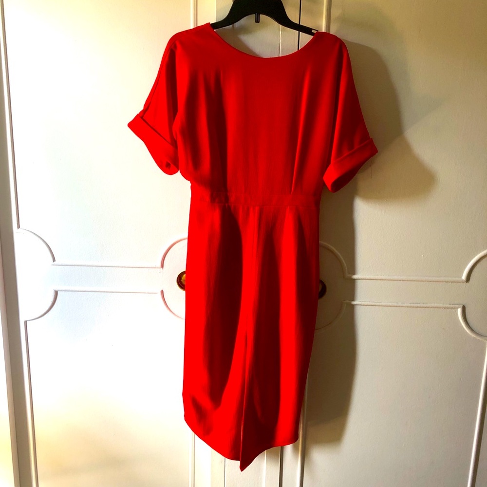 ASOS Bright Red Short Sleeve Midi Dress